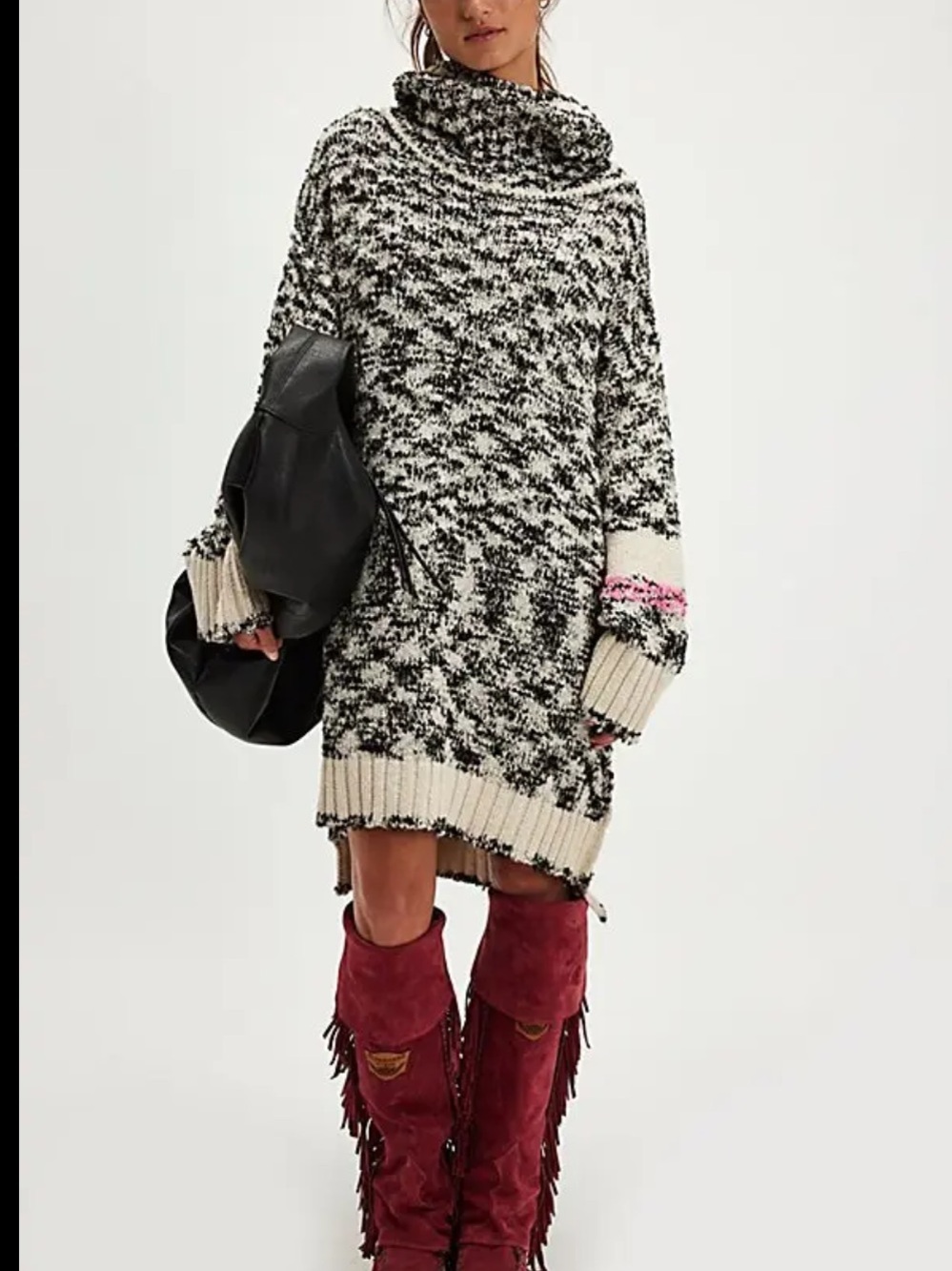NWT Free People Winter Storm Tunic in Black Combo